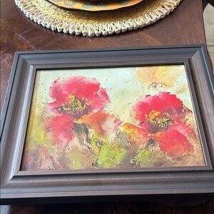 Vibrant Floral Art hand done oil Painting 8x10 canvas size